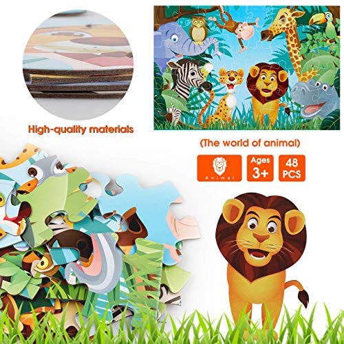 IFLOVE Jumbo Floor Puzzle for Kids Animal Jigsaw Large Puzzles 48 Piece Ages 3-6 for Toddler Children Learning Preschool Educational Development Toys 4-8 Years Old Birthday Gift for Boys and Girls - Image 5