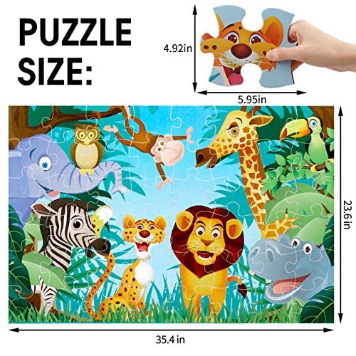 IFLOVE Jumbo Floor Puzzle for Kids Animal Jigsaw Large Puzzles 48 Piece Ages 3-6 for Toddler Children Learning Preschool Educational Development Toys 4-8 Years Old Birthday Gift for Boys and Girls - Image 3