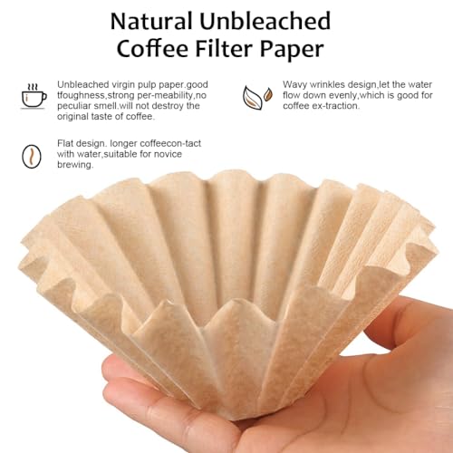 Supvox® 100 Counts Basket Coffee Filters Basket-Shaped Coffee Filter Paper for Drip Coffee Maker Natural Unbleached Disposable Coffee Filters Paper - Image 5