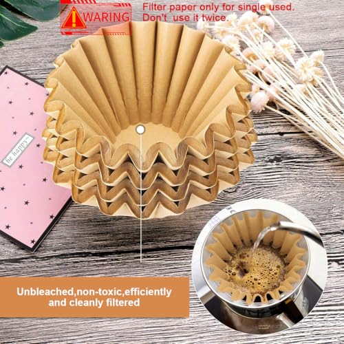 Supvox® 100 Counts Basket Coffee Filters Basket-Shaped Coffee Filter Paper for Drip Coffee Maker Natural Unbleached Disposable Coffee Filters Paper - Image 3