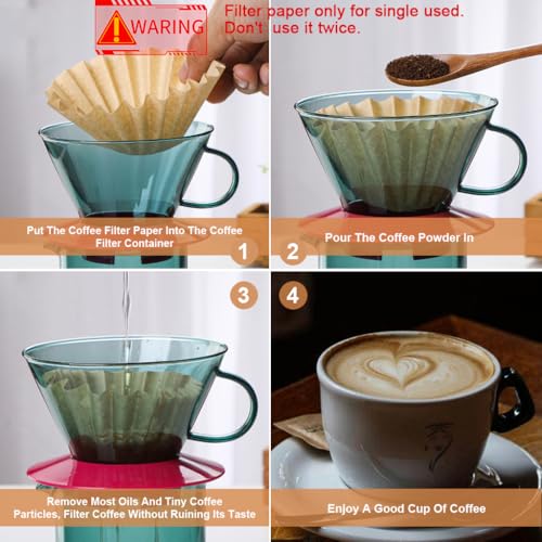 Supvox® 100 Counts Basket Coffee Filters Basket-Shaped Coffee Filter Paper for Drip Coffee Maker Natural Unbleached Disposable Coffee Filters Paper - Image 4