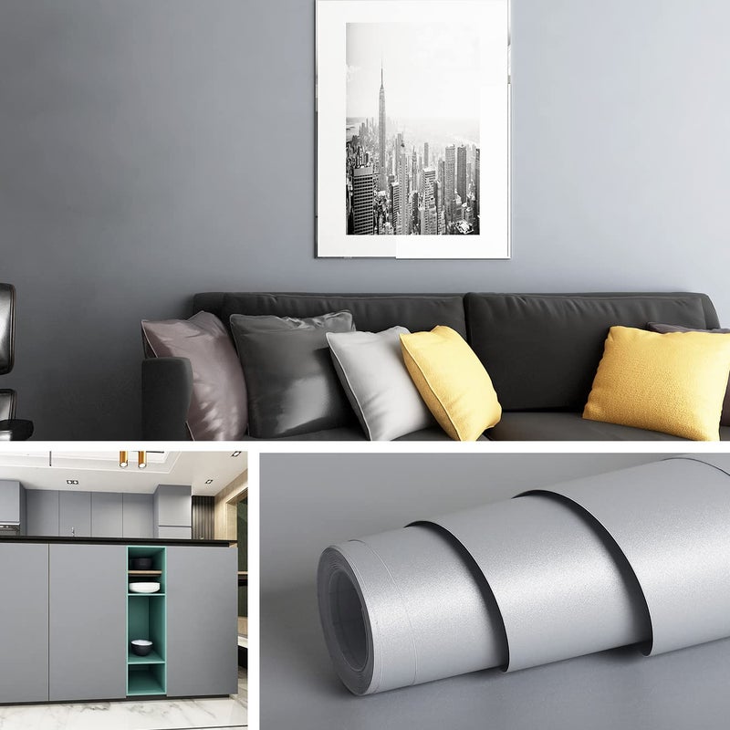 Livelynine 24 X 394 Inch Smoke Grey Peel and Stick Wallpaper for Kitchen Living Room Bathroom Waterproof Wall Paper Removable Gray Contact Paper for Shelves Furniture Classroom Dorm Cabinet Vinyl Wrap - Image 2