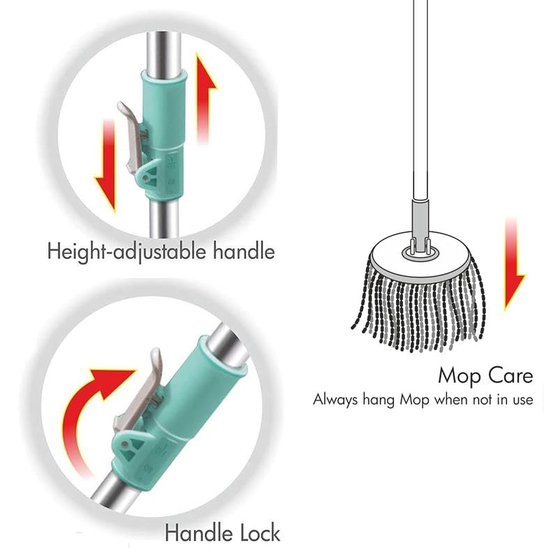 SKYWARE Pemium Spin Mop Spares Set Handle with Microfibers Refill Multicolor - Image 2