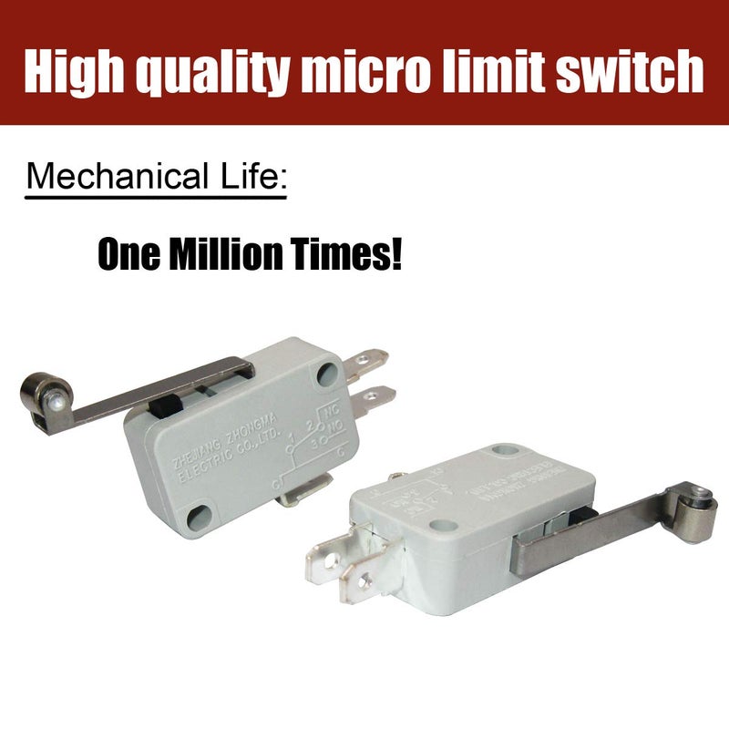 TWTADE / 10pcs SPDT 1NO/1NC Momentary Micro Switches Micro Limit Switch Metal Roller Lever Arm V-156-1C25 Snap Action for Arduino - Image 2