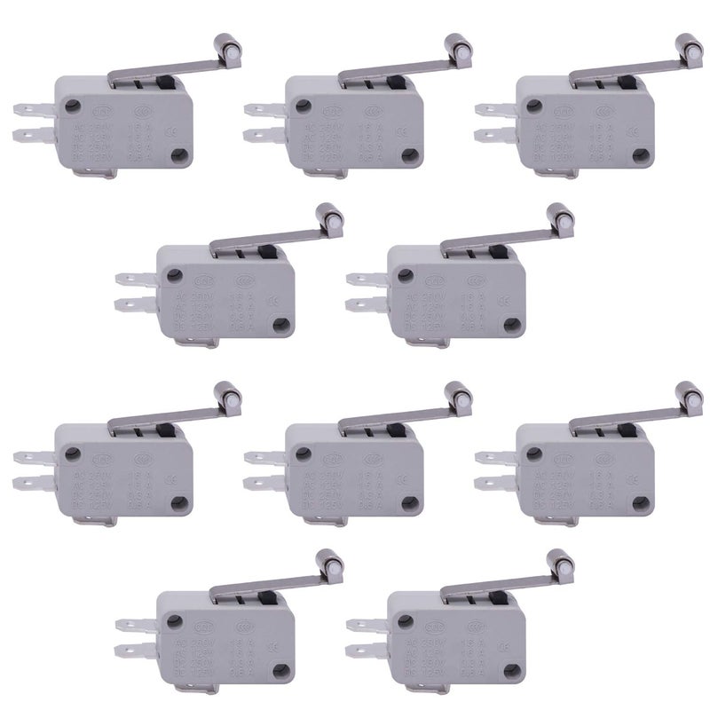 TWTADE / 10pcs SPDT 1NO/1NC Momentary Micro Switches Micro Limit Switch Metal Roller Lever Arm V-156-1C25 Snap Action for Arduino - Image 1