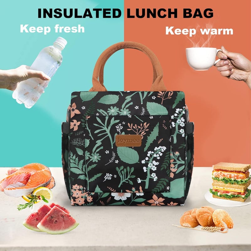Joymee Lunch Bag - Large Capacity, Insulated, Reusable, Durable, Adjustable Shoulder Strap, Green Leaf - Image 5