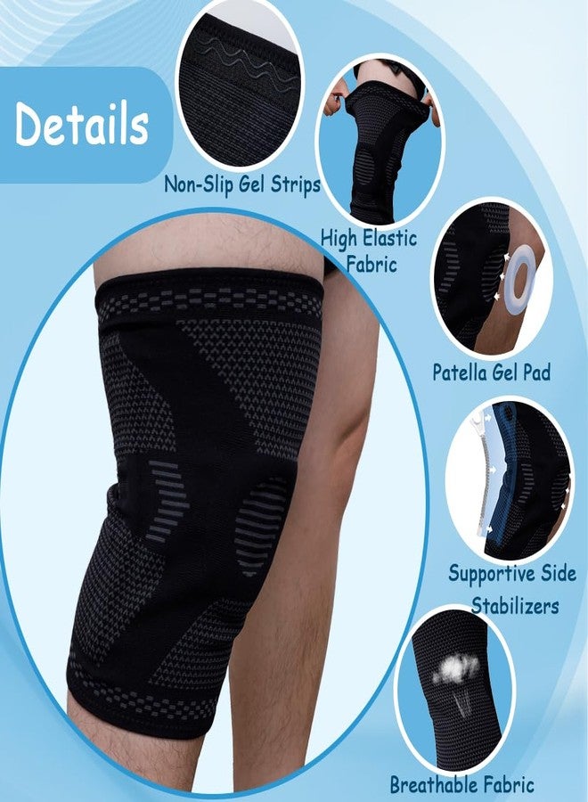 King Mills Plus Size Knee Sleeve 3XL/4XL, Knee Brace for Women Plus Size with Patella Gel Pad & Side Stabilizers, Compression Sleeve for Pain Relief, Arthritis, Workout, Sports. Black - Image 5