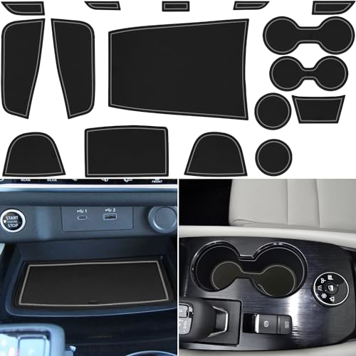 LOCOY Center Console Liner for Nissan Rogue Accessories 2021-2023 2024 2025, Cup Holder Mat, Door Pocket Pad, Coaster Trim, Non-Slip Dust Interior, Custom Rubber Decoration Insert (17 Pcs, Gray Trims) - Image 1