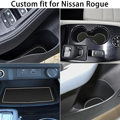 LOCOY Center Console Liner for Nissan Rogue Accessories 2021-2023 2024 2025, Cup Holder Mat, Door Pocket Pad, Coaster Trim, Non-Slip Dust Interior, Custom Rubber Decoration Insert (17 Pcs, Gray Trims) - Image 3