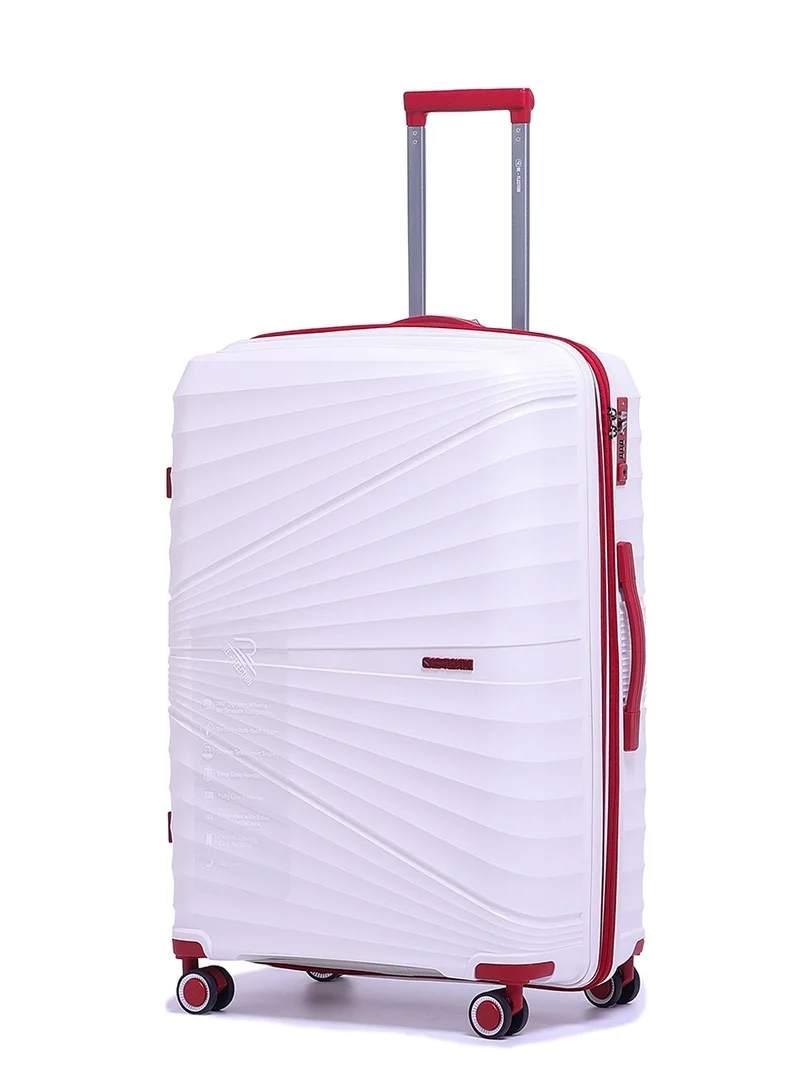 ريفلكشين Reflection PP Luggage, Lightweight Hardshell, Expandable with 4 Spinner Wheels and TSA Lock (24-Inch, White)