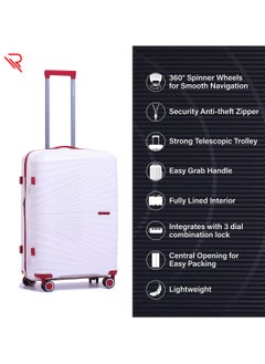 Reflection PP Luggage, Lightweight Hardshell, Expandable with 4 Spinner Wheels and TSA Lock (24-Inch, White) - pzsku/Z43FA4791BC53B2300110Z/45/_/1711701835/6c950dd6-78f8-4e01-adbb-c69e1dacaf2f