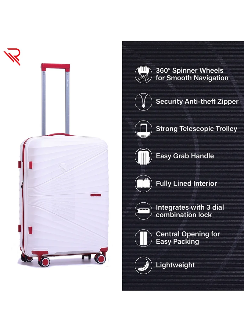 ريفلكشين Reflection PP Luggage, Lightweight Hardshell, Expandable with 4 Spinner Wheels and TSA Lock (24-Inch, White)