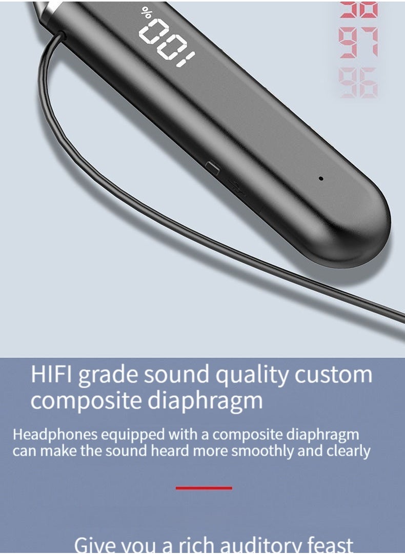 GELESE New Bluetooth Earphone Neck-mounted Sports Noise Canceling Neck-mounted Ultra-Long Standby Universal Headphones (Pink)  - Image 3