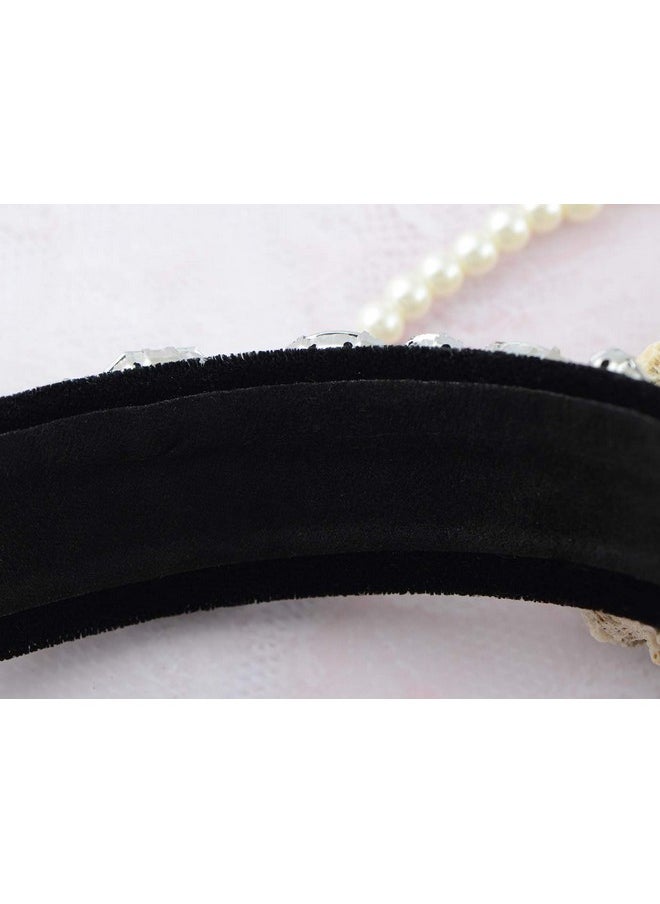 Alilang Crystal Rhinestones Beaded Headbands Shiny Clear Teardrop Headband Ribbon Hair Accessory  - Image 4