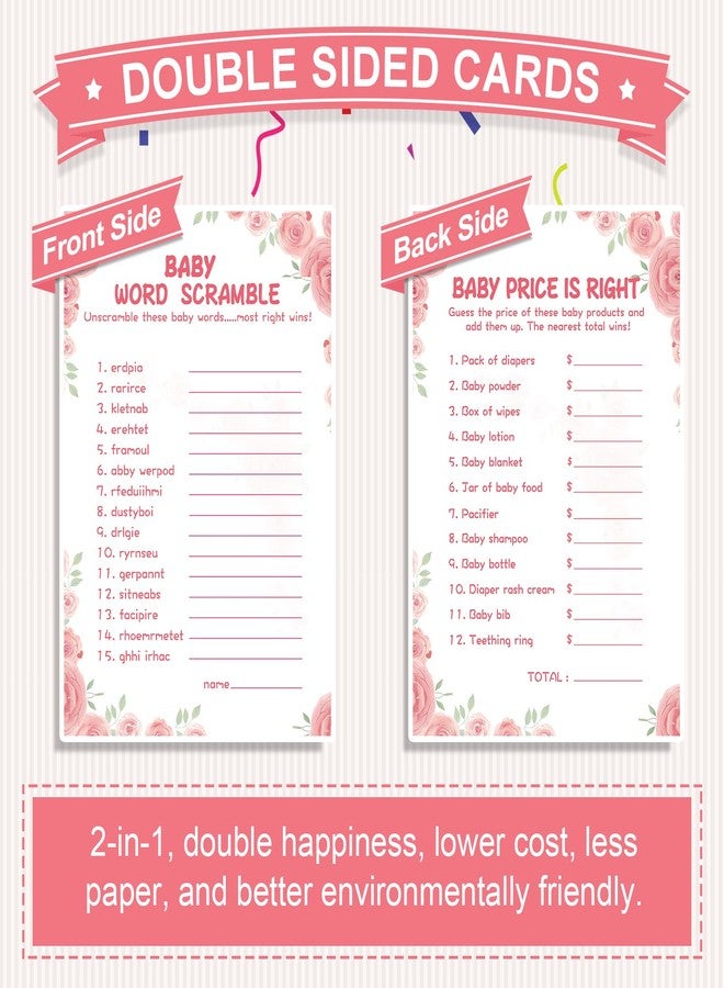 OLOUTAB Baby Shower Games for Girl-2 Games(50 of Each),Baby Shower Word Scramble Game&Price is Right,Double-Sided,Thick Cardboard,Fun,Hilarious,with Answer Keys - Image 5