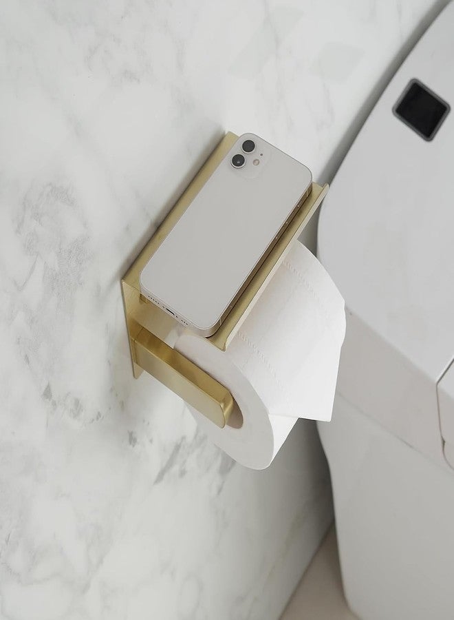 Green Spring Greenspring Toilet Paper Holder with Phone Shelf, Paper Holder Wall Mount, Stainless Steel Toilet Roll Storage for Bathroom, Brushed Gold - Image 3