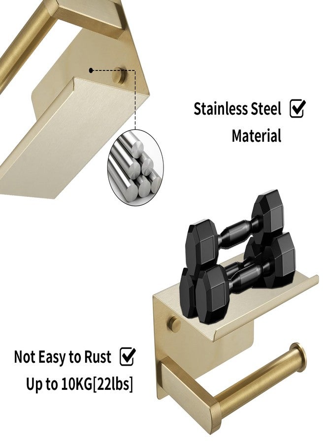 Green Spring Greenspring Toilet Paper Holder with Phone Shelf, Paper Holder Wall Mount, Stainless Steel Toilet Roll Storage for Bathroom, Brushed Gold - Image 5