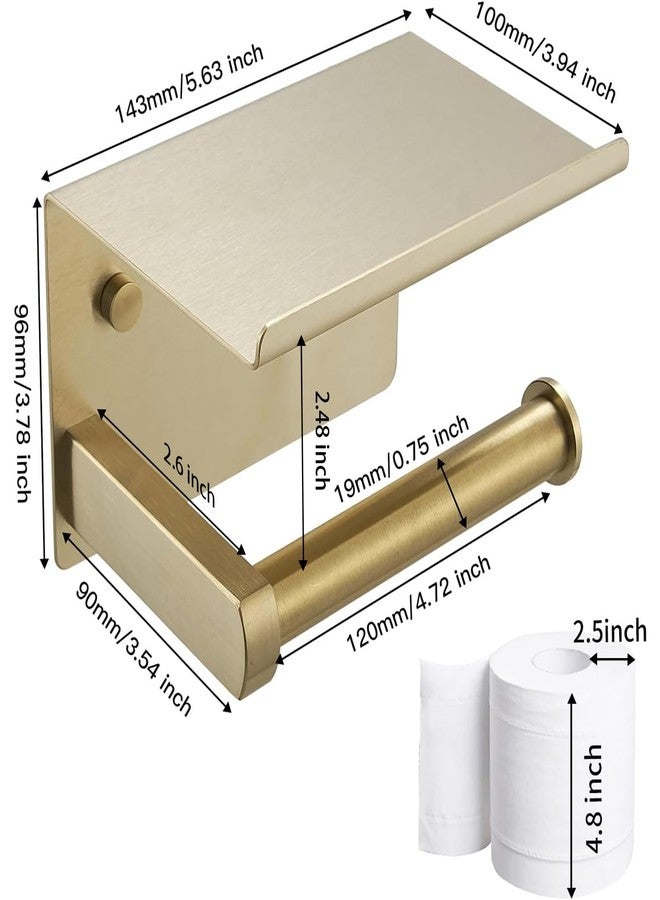 Green Spring Greenspring Toilet Paper Holder with Phone Shelf, Paper Holder Wall Mount, Stainless Steel Toilet Roll Storage for Bathroom, Brushed Gold - Image 2