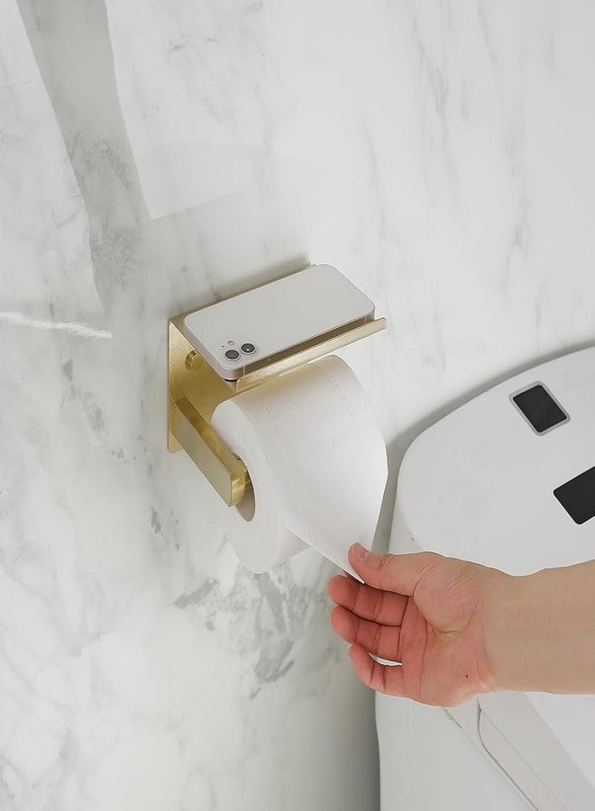 Green Spring Greenspring Toilet Paper Holder with Phone Shelf, Paper Holder Wall Mount, Stainless Steel Toilet Roll Storage for Bathroom, Brushed Gold - Image 4