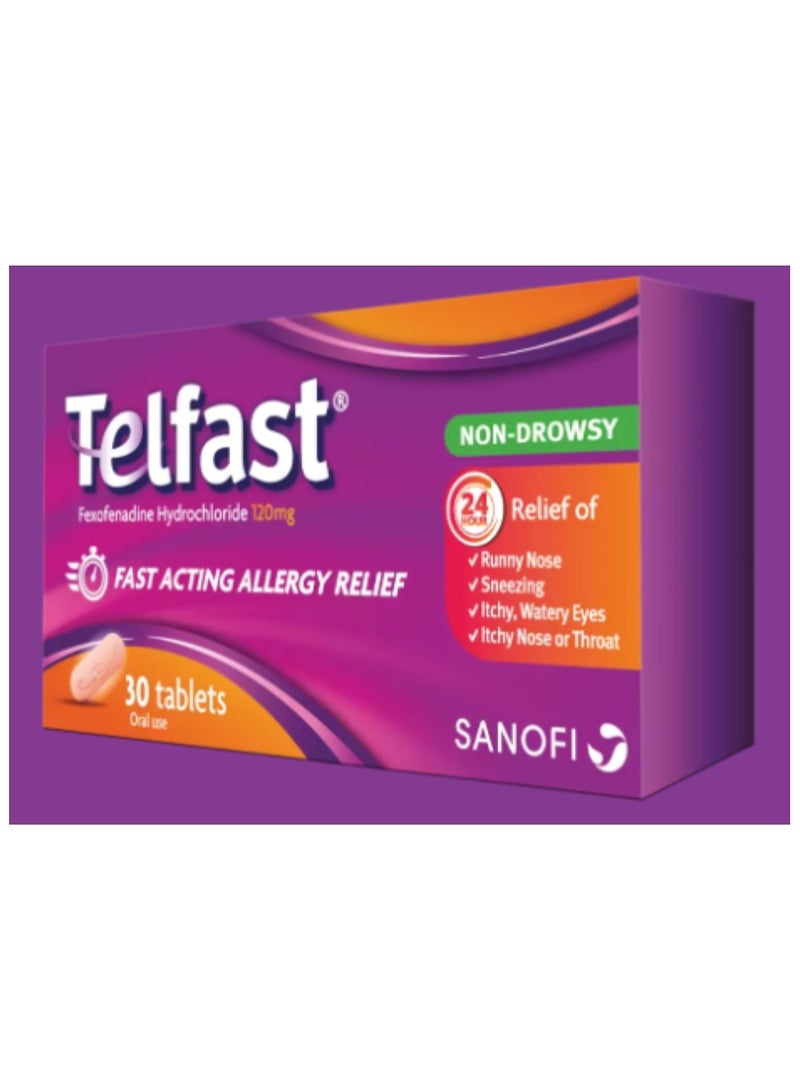 Telfast 120mg Seasonal Allergic Rhinitis Relief 30 Tablets