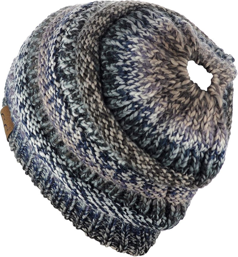 Cc Exclusives Soft Stretch Cable Knit Messy Bun Ponytail Beanie Winter Hat for Women (MB-20A) - Image 3