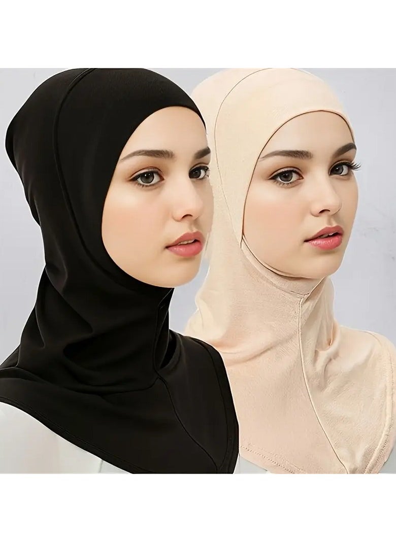 Rozino 2pcs New Turban Cap Hijab Cap Ramadan Hat Hijab Thin Breathable Elastic Pullover Caps Elegant Style Muslim Head Wrap Gifts For Eid 