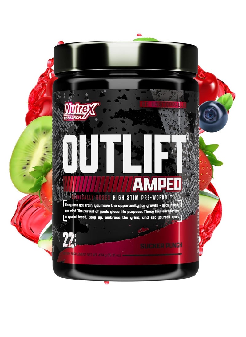 Nutrex Research Outlift Amped Max Dosed Pre Workout  Sucker Punch Flavour 22 Serv 434G  - Image 1