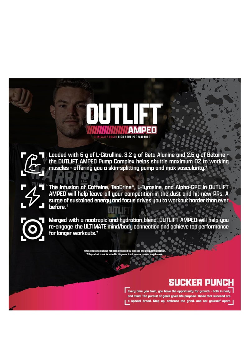 Nutrex Research Outlift Amped Max Dosed Pre Workout  Sucker Punch Flavour 22 Serv 434G  - Image 3