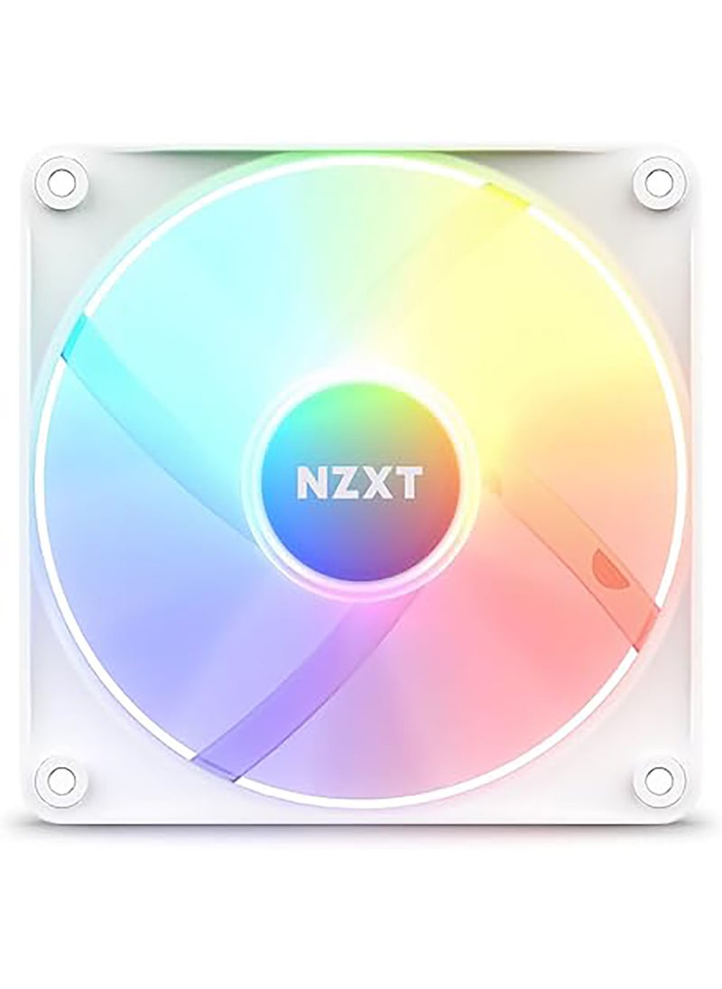 NZXT F120 RGB Core - RF-C12SF-W1-120mm Hub-Mounted RGB Fan - 8 Individually-Addressable LEDs - Semi-Translucent Blades - High Static Pressure & Airflow - Quiet Operation PWM Control - White  - Image 5