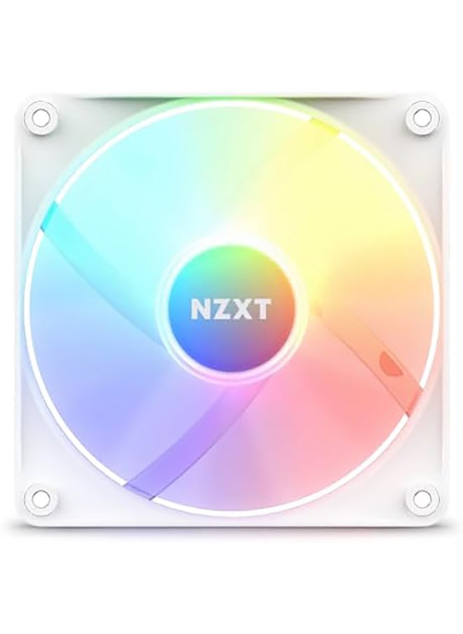 NZXT F120 RGB Core - RF-C12SF-W1-120mm Hub-Mounted RGB Fan - 8 Individually-Addressable LEDs - Semi-Translucent Blades - High Static Pressure & Airflow - Quiet Operation PWM Control - White  - Image 2