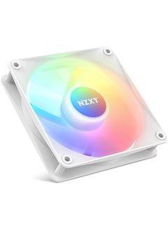 NZXT F120 RGB Core - RF-C12SF-W1-120mm Hub-Mounted RGB Fan - 8 Individually-Addressable LEDs - Semi-Translucent Blades - High Static Pressure & Airflow - Quiet Operation PWM Control - White  - Image 4