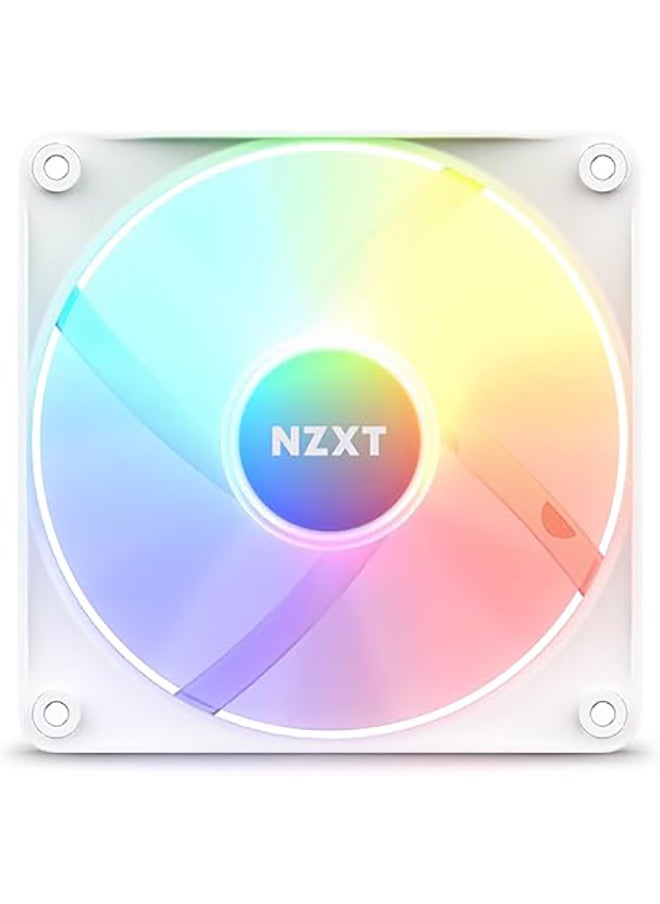 NZXT F120 RGB Core - RF-C12SF-W1-120mm Hub-Mounted RGB Fan - 8 Individually-Addressable LEDs - Semi-Translucent Blades - High Static Pressure & Airflow - Quiet Operation PWM Control - White  - Image 3
