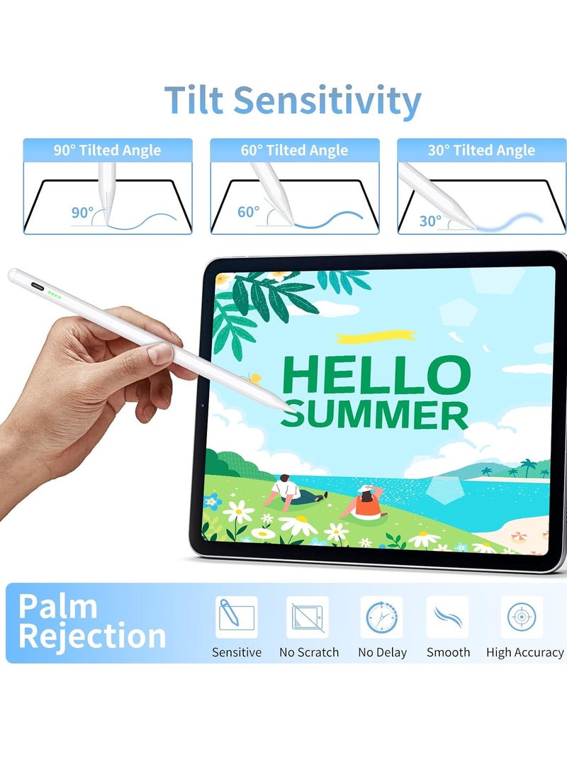 Generic - Stylus Pen for iPad 9th & 10th Generation with Palm Rejection Technology, Active Pen Compatible with Apple iPad 10th/9th/8th/7th/6th Generation, iPad Air 5th/4th/3rd Generation, iPad Pro 11 & 12.9 inch, iPad Mini 6th/5th Generation - Image 1