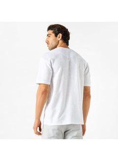 Iconic Iconic Textured Crew Neck T-shirt with Short Sleeves  - Image 3