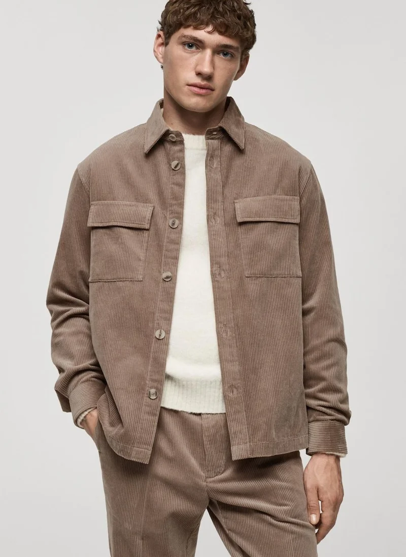 Mango Man Corduroy Overshirt With Pockets