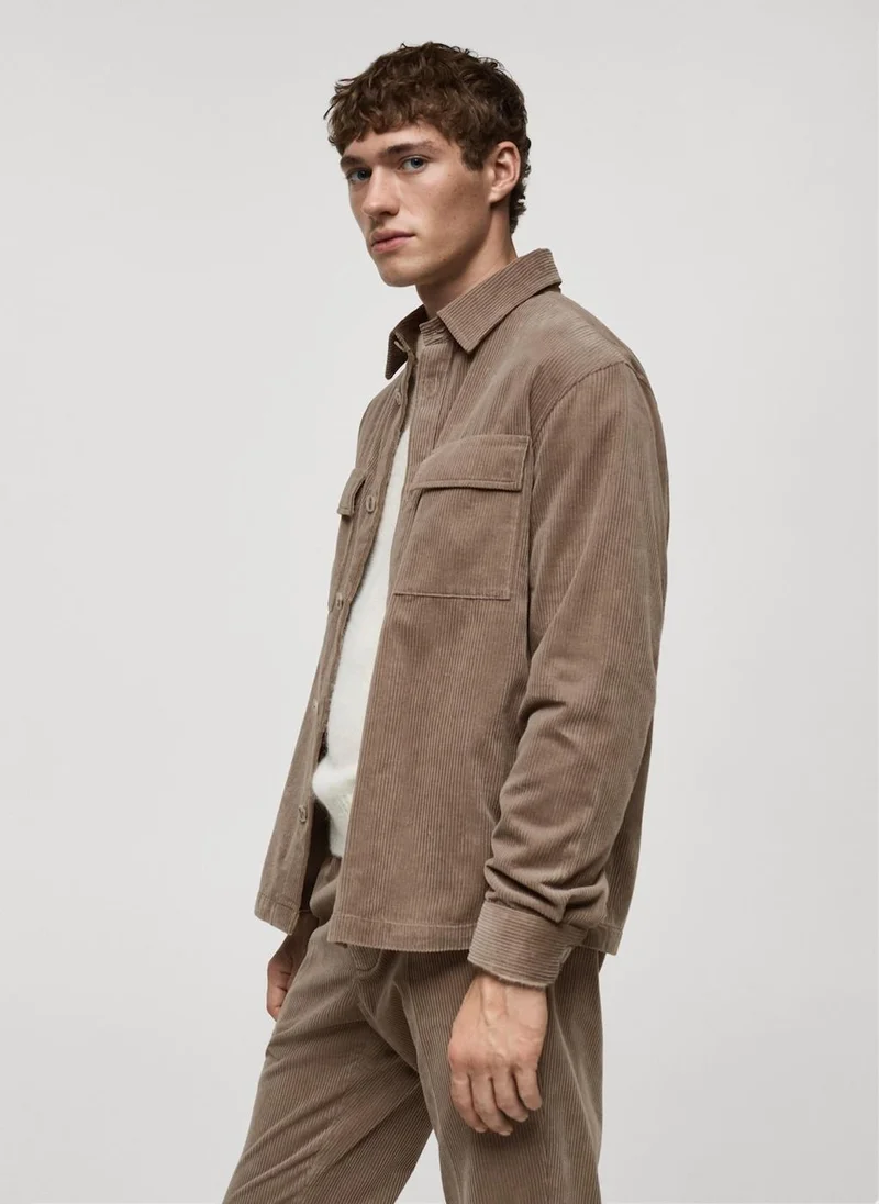 Mango Man Corduroy Overshirt With Pockets