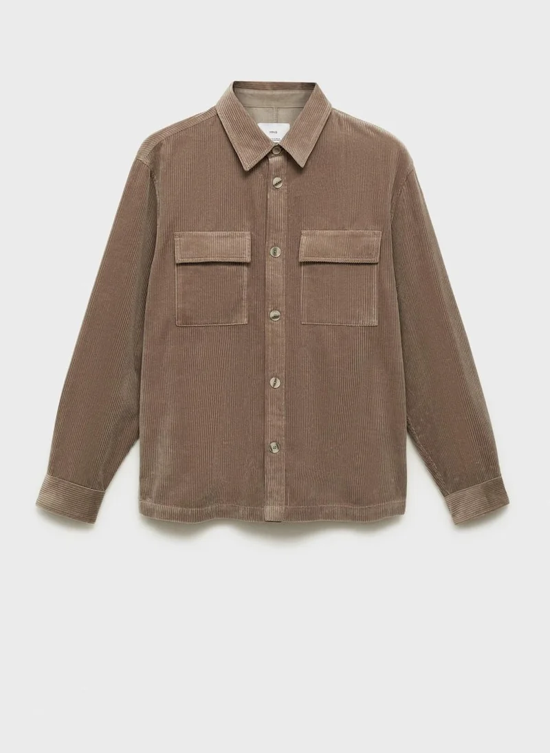 Mango Man Corduroy Overshirt With Pockets