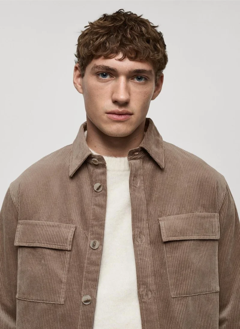 Mango Man Corduroy Overshirt With Pockets