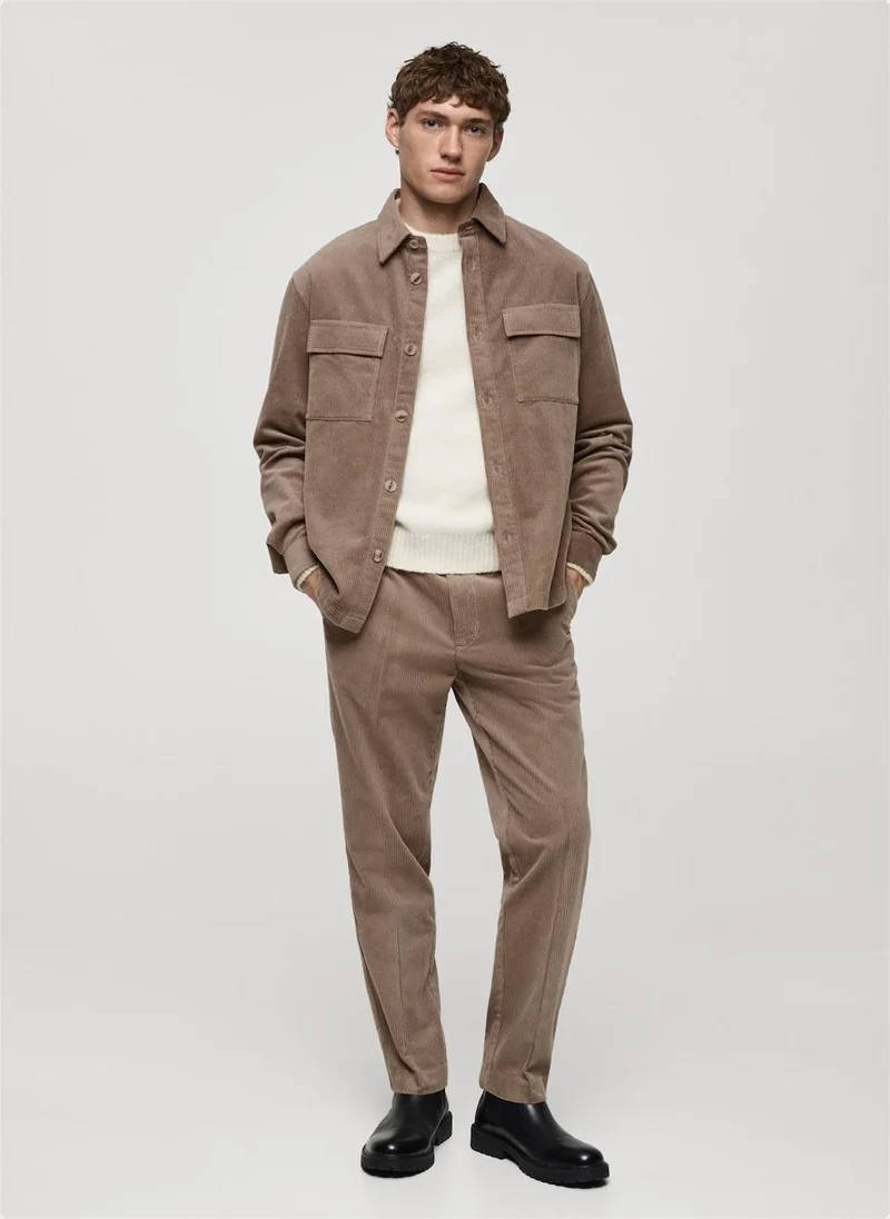 Mango Man Corduroy Overshirt With Pockets
