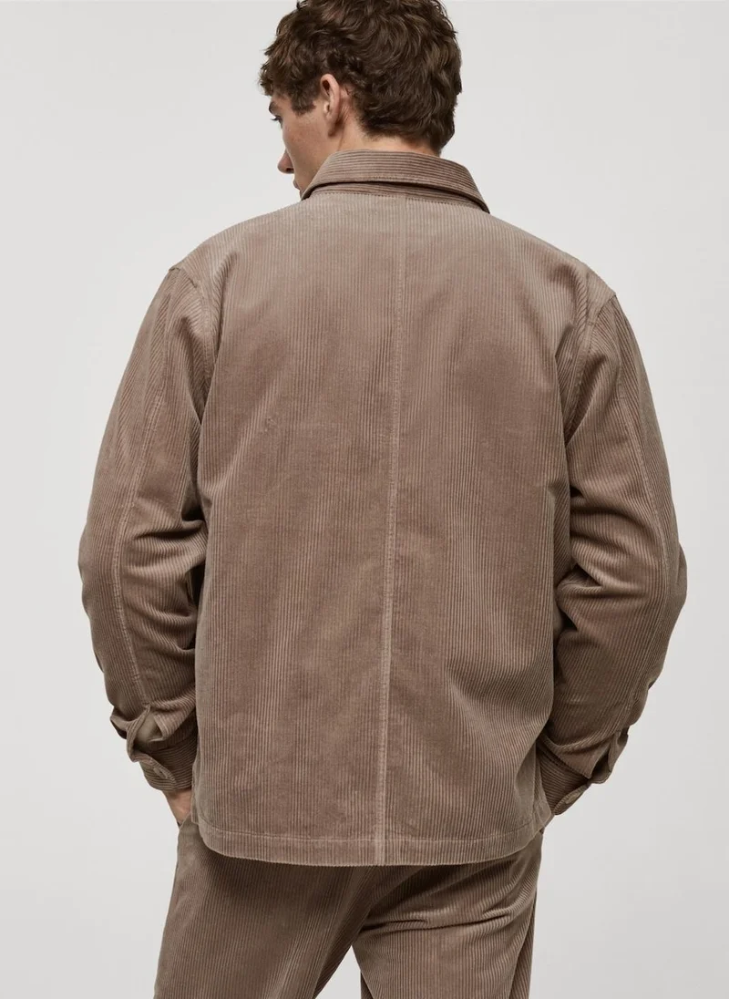 Mango Man Corduroy Overshirt With Pockets