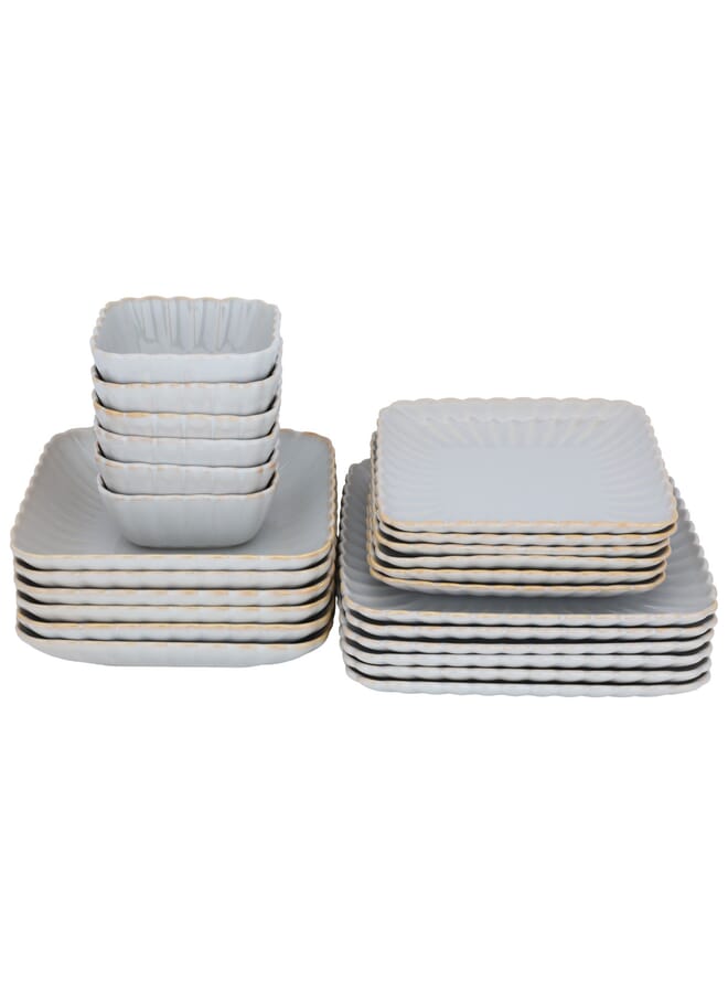 السيف غاليري طقم سفرة بورسلان رمادي فاتح شكل مربع 24 قطعة - Image 2