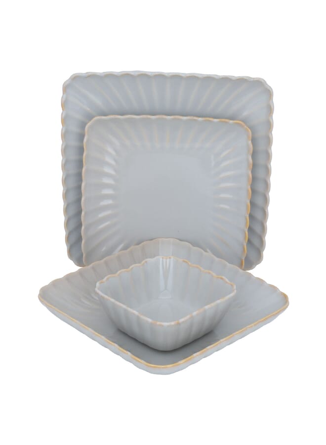 السيف غاليري طقم سفرة بورسلان رمادي فاتح شكل مربع 24 قطعة - Image 1