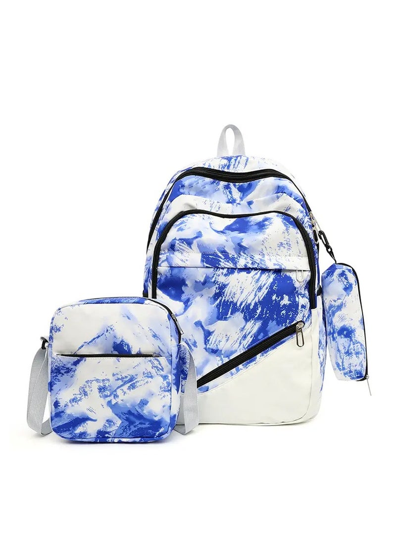 ستار بيبيز مجموعة ستار بيبيز 3 قطع حقيبة ظهر ملونة، حقيبة مدرسية لطيفة للسفر على طراز بريبي مع حقيبة صندوق الغداء وحقيبة مقلمة - أزرق - Image 1