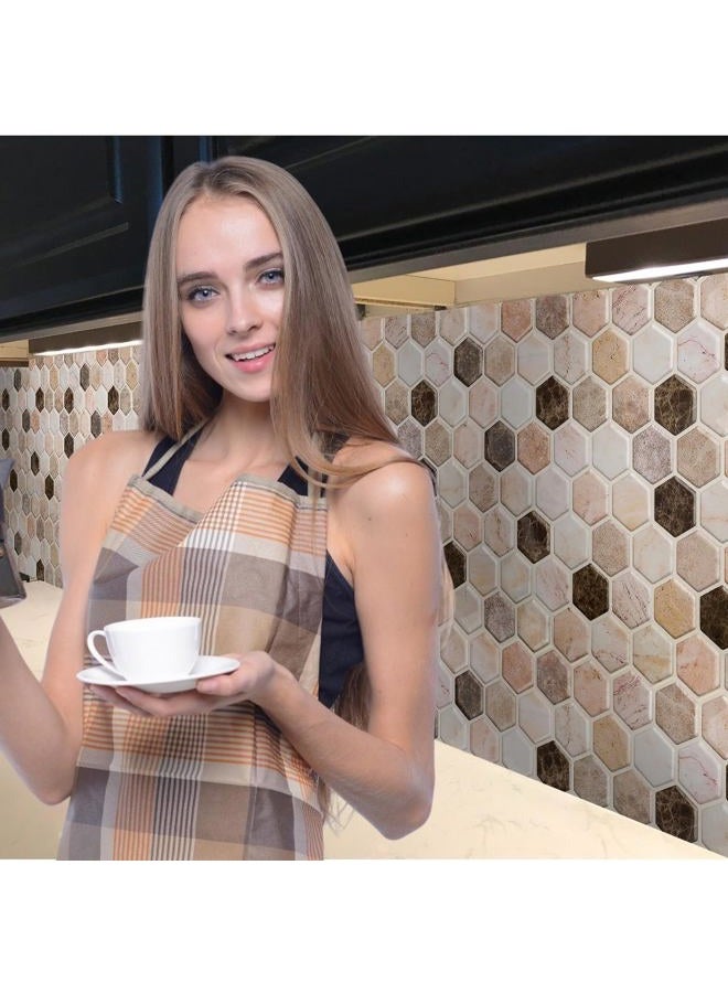 Decopus 3D Peel and Stick Tile (Hexagon Marble Brown 10Pack Thin & Flex Smart Tile for Kitchen, Bathroom, Car Camper - DIY Remodelling, Wall Decorations, No Grout Backsplash, Faux Marble - Image 2