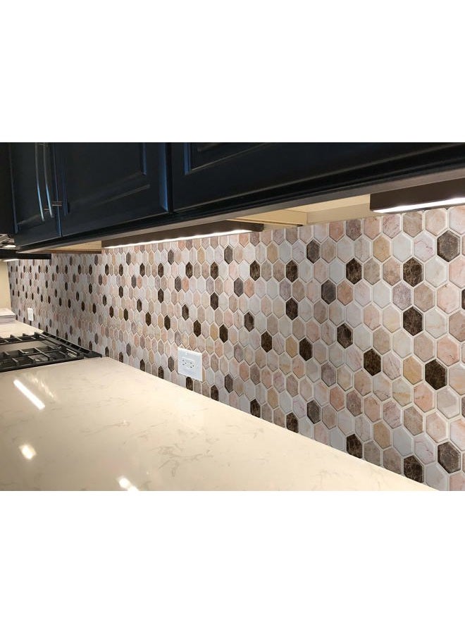 Decopus 3D Peel and Stick Tile (Hexagon Marble Brown 10Pack Thin & Flex Smart Tile for Kitchen, Bathroom, Car Camper - DIY Remodelling, Wall Decorations, No Grout Backsplash, Faux Marble - Image 4