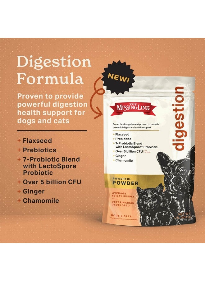 The Missing Link - Digestion Superfood Supplement Powder For Dogs & Cats  Fiber, 7Probiotic Blend + Chicory Root Prebiotic, Ginger, Chamomile  Supports Daily Digestive & Bowel Health  1Lb - Image 1