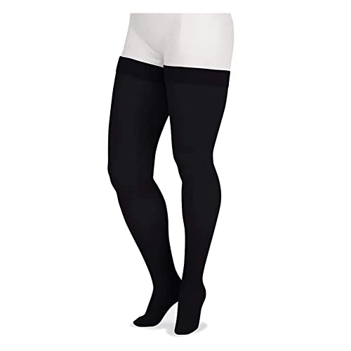 Juzo Soft 2001 Thigh-High 20-30mmhg Compression Closed Toe Stocking , Black, 3 (III) Regular - Image 1