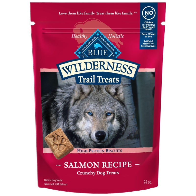Blue Buffalo Wilderness Trail Treats Crunchy Dog Biscuits, Grain-Free and High-Protein Dog Treats Made with Natural Ingredients, Salmon Recipe 24-oz Bag - Image 1