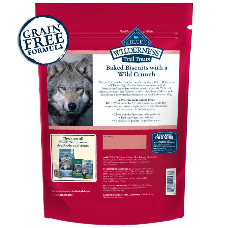 Blue Buffalo Wilderness Trail Treats Crunchy Dog Biscuits, Grain-Free and High-Protein Dog Treats Made with Natural Ingredients, Salmon Recipe 24-oz Bag - Image 2