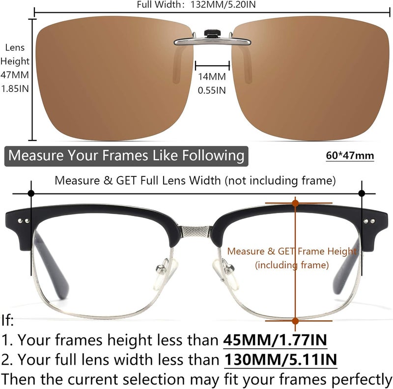 CAXMAN Polarized Clip On Sunglasses Over Prescription Glasses Men Women Compact Fit Non-Flip Up - Image 4